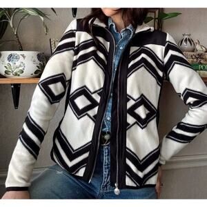 Vintage Lauren Ralph Lauren Active Fleece Jacket Aztec black ivory